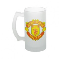 Кружка пивная, стеклянная с логотипом Манчестер Юнайтед