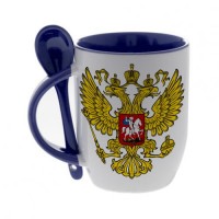 Кружка синяя, с ложкой Сборная России