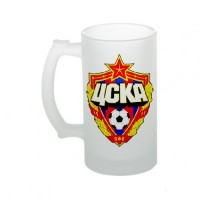 Кружка пивная, стеклянная с логотипом ЦСКА