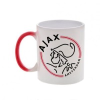 Кружка красная, хамелеон с логотипом Аякс
