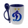 Кружка синяя, с ложкой с логотипом Динамо Москва
